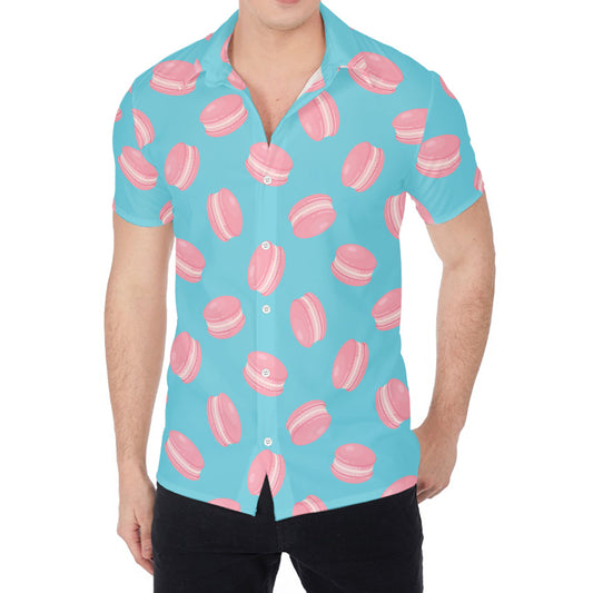 Pink Macaron Pattern Print Men's Shirt