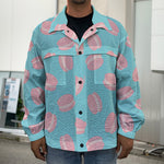 Pink Macaron Pattern Print Men's Shirt Jacket