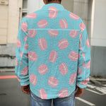 Pink Macaron Pattern Print Men's Shirt Jacket