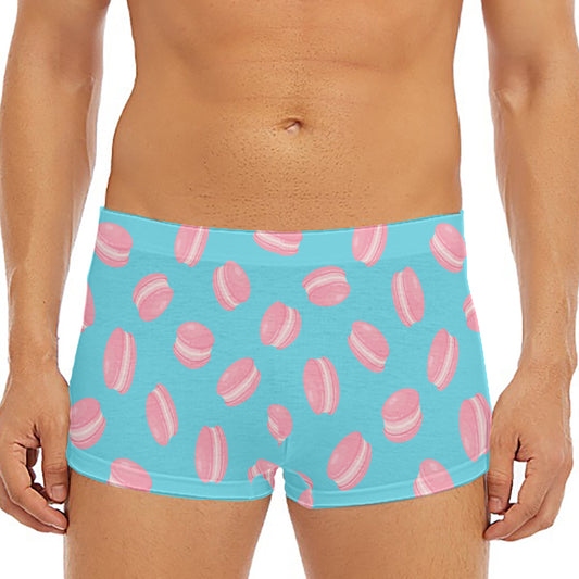 Pink Macaron Pattern Print Men's Short Boxer Briefs
