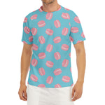 Pink Macaron Pattern Print Men's Short Sleeve Rash Guard