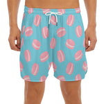 Pink Macaron Pattern Print Men's Split Running Shorts