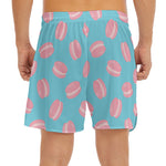 Pink Macaron Pattern Print Men's Split Running Shorts