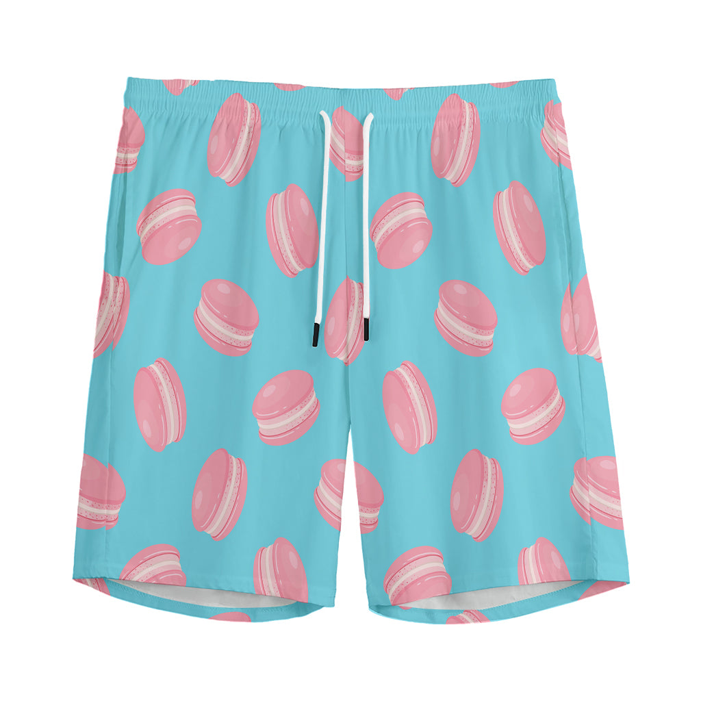 Pink Macaron Pattern Print Men's Sports Shorts