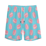 Pink Macaron Pattern Print Men's Sports Shorts