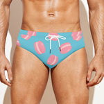 Pink Macaron Pattern Print Men's Swim Briefs