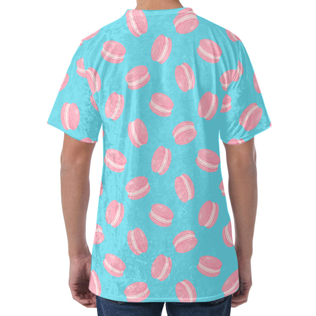 Pink Macaron Pattern Print Men's Velvet T-Shirt