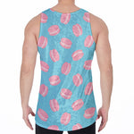 Pink Macaron Pattern Print Men's Velvet Tank Top