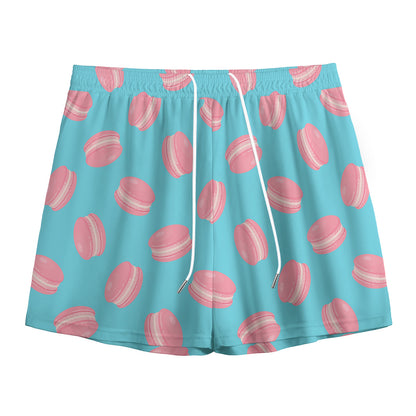 Pink Macaron Pattern Print Mesh Shorts