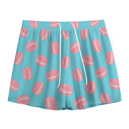 Pink Macaron Pattern Print Mesh Shorts