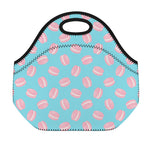 Pink Macaron Pattern Print Neoprene Lunch Bag