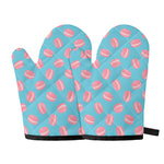 Pink Macaron Pattern Print Oven Mitts