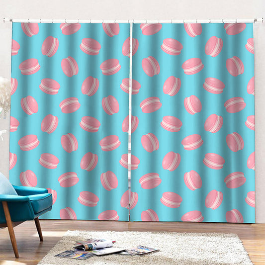 Pink Macaron Pattern Print Pencil Pleat Curtains