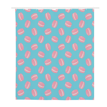 Pink Macaron Pattern Print Polyester Shower Curtain