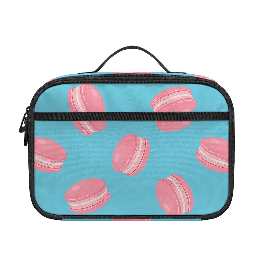Pink Macaron Pattern Print Portable Lunch Bag