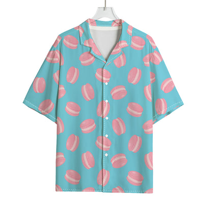 Pink Macaron Pattern Print Rayon Hawaiian Shirt