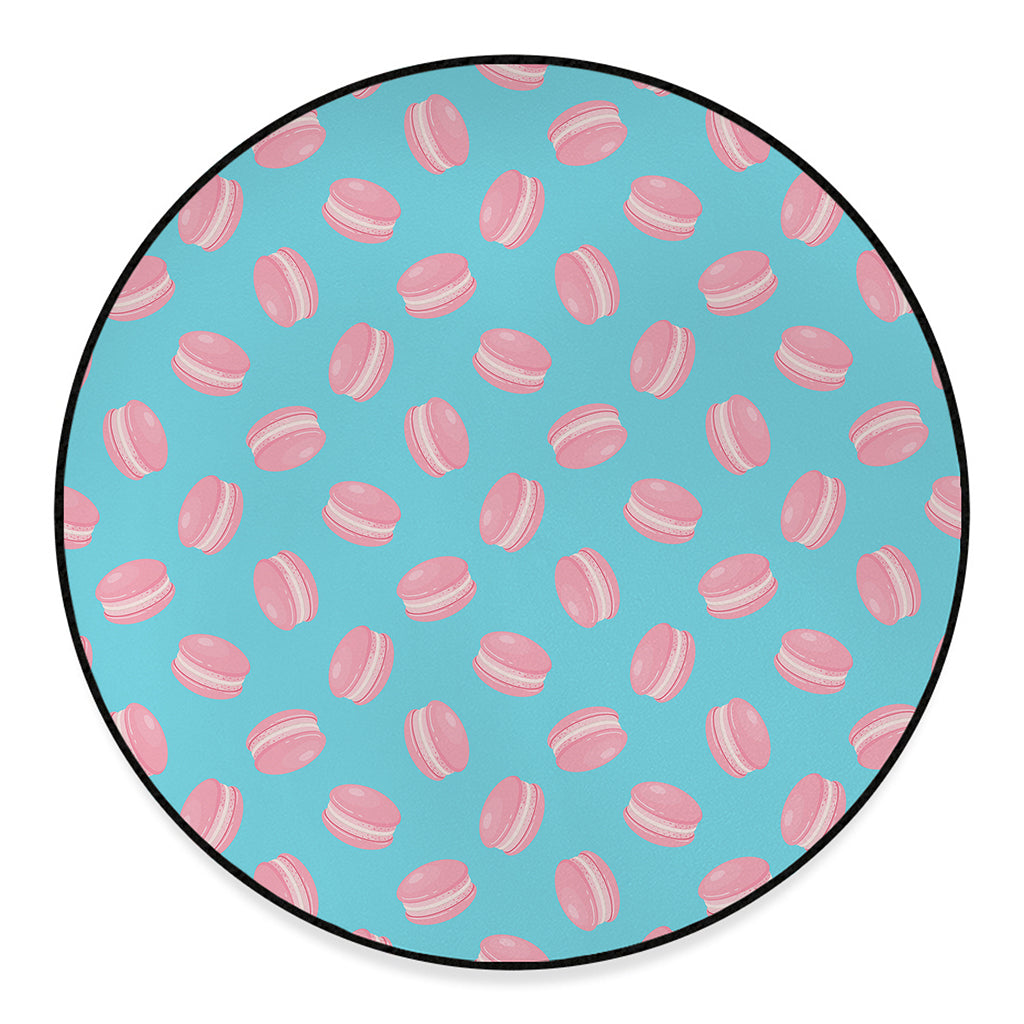 Pink Macaron Pattern Print Round Floor Mat