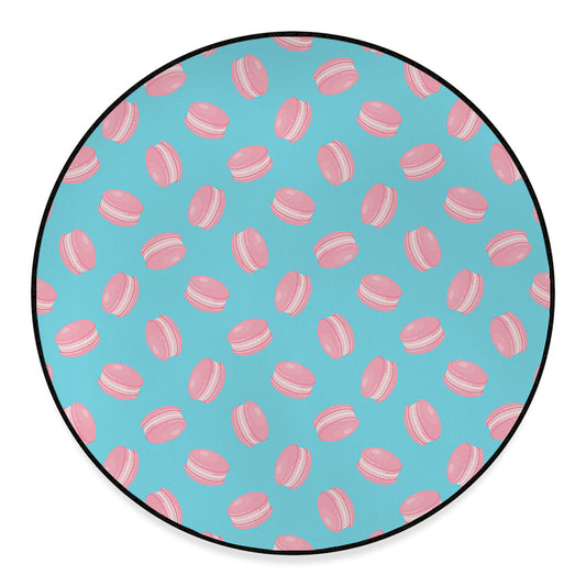 Pink Macaron Pattern Print Round Floor Mat