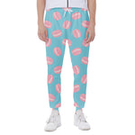 Pink Macaron Pattern Print Scuba Joggers