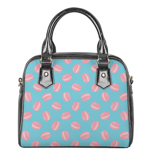 Pink Macaron Pattern Print Shoulder Handbag