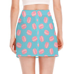 Pink Macaron Pattern Print Side Slit Mini Skirt