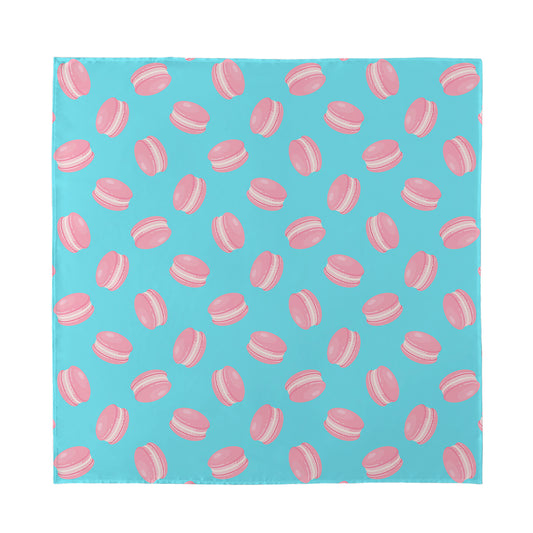 Pink Macaron Pattern Print Silk Bandana