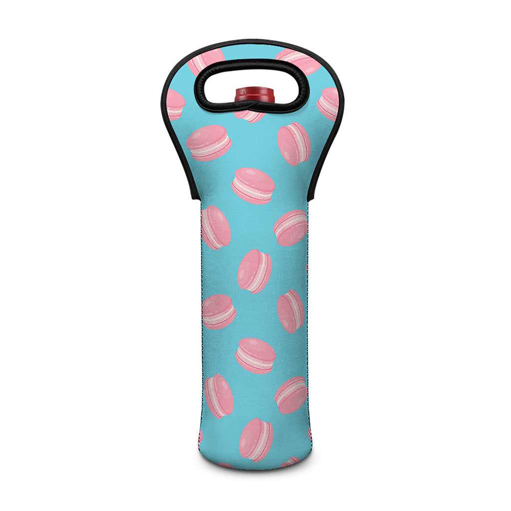 Pink Macaron Pattern Print Single Neoprene Wine Tote
