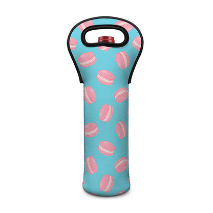 Pink Macaron Pattern Print Single Neoprene Wine Tote