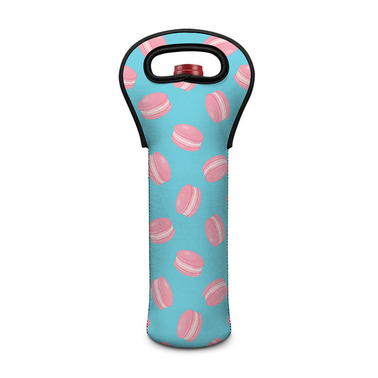 Pink Macaron Pattern Print Single Neoprene Wine Tote