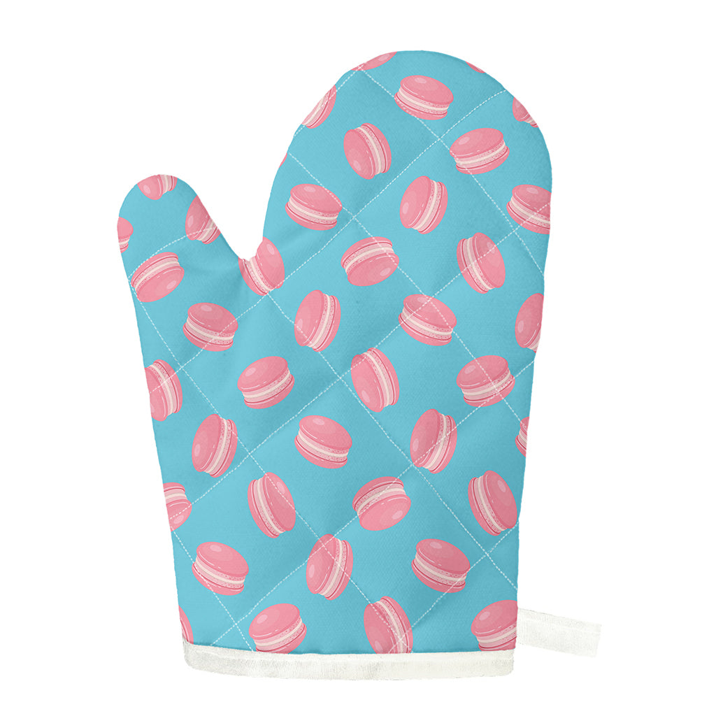 Pink Macaron Pattern Print Single Oven Mitt