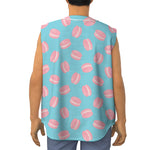 Pink Macaron Pattern Print Sleeveless Baseball Jersey