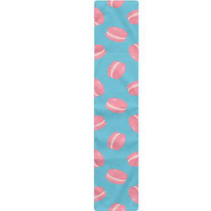 Pink Macaron Pattern Print Table Runner