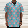 Pink Macaron Pattern Print Textured Short Sleeve Shirt