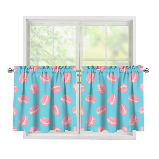 Pink Macaron Pattern Print Tier Curtains