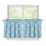 Pink Macaron Pattern Print Tier Curtains