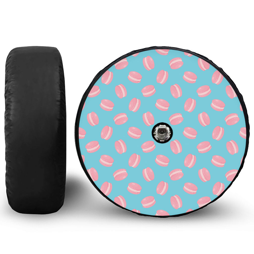 Pink Macaron Pattern Print Tire Cover With Camera Hole