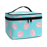 Pink Macaron Pattern Print Travel Makeup Bag