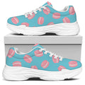 Pink Macaron Pattern Print White Chunky Shoes