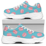Pink Macaron Pattern Print White Chunky Shoes