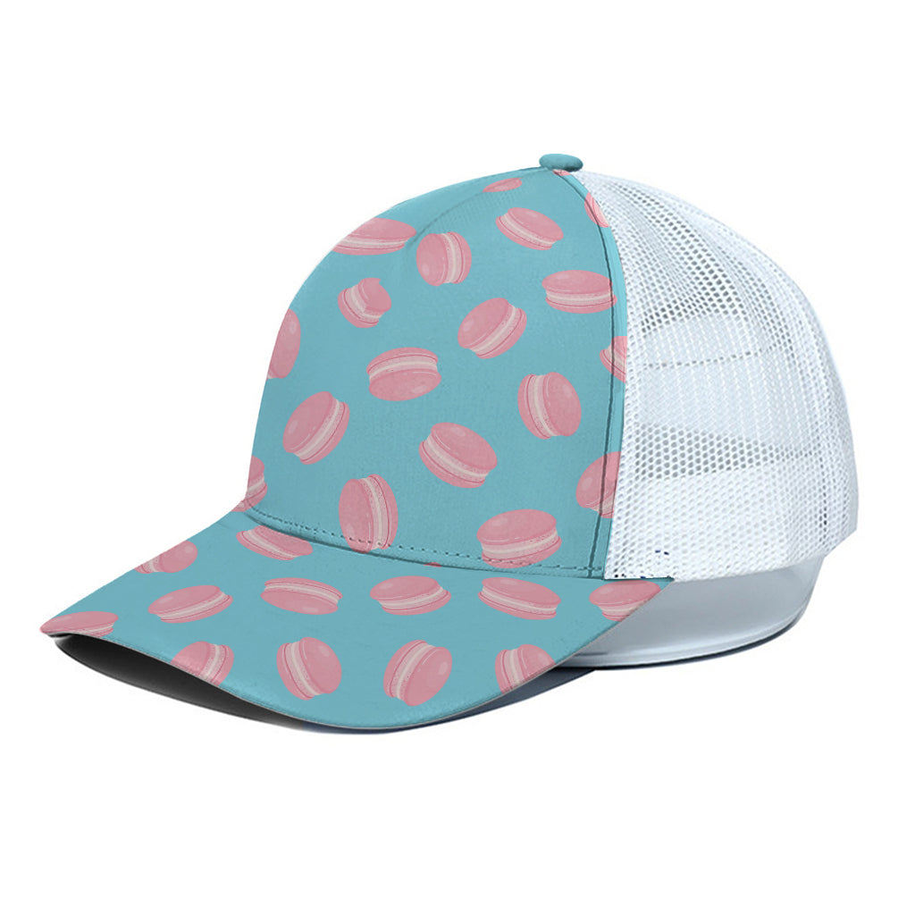 Pink Macaron Pattern Print White Mesh Trucker Cap