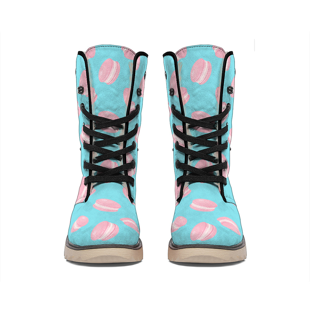 Pink Macaron Pattern Print Winter Boots
