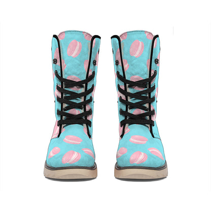 Pink Macaron Pattern Print Winter Boots