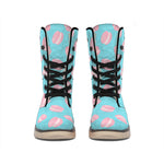 Pink Macaron Pattern Print Winter Boots