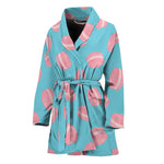 Pink Macaron Pattern Print Women's Bathrobe