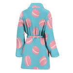 Pink Macaron Pattern Print Women's Bathrobe