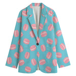 Pink Macaron Pattern Print Women's Blazer