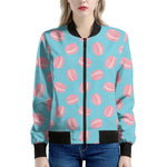 Pink Macaron Pattern Print Women's Bomber Jacket