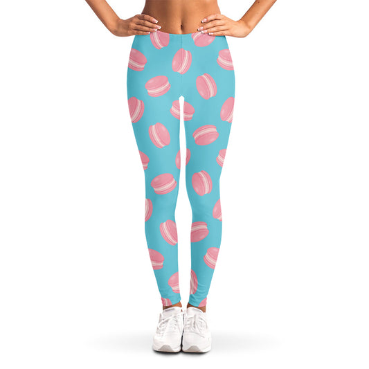 Pink Macaron Pattern Print Women's Leggings