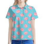 Pink Macaron Pattern Print Women's Polo Shirt