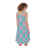 Pink Macaron Pattern Print Women's Sleeveless Dress